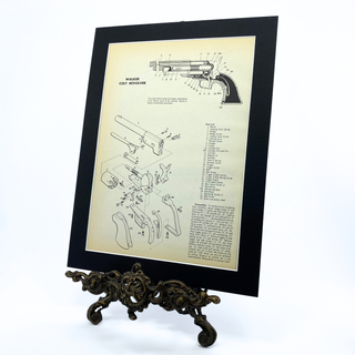 1960s Colt Firearm Assembly Illustration, 9x12 Matted Antique Book Page